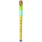 Flûte en bois peint 32 cm Vert/Bleu/Jaune