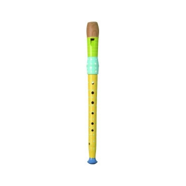 Flûte en bois peint 32 cm Vert/Bleu/Jaune