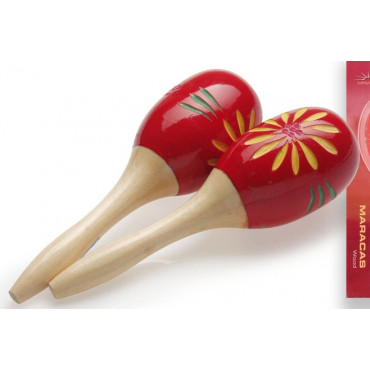 Maracas enfant bois peint rouge