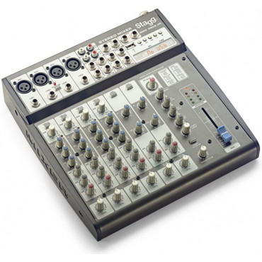 Stagg - SMIX 4M2S UD*EU - Table de mixage 6 pistes + effets intégrés + 1  port USB (entrée) - Enregistrement et