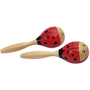 Paire de Maracas Coccinelles Bois