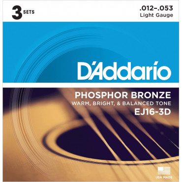 Pack Cordes Acoustiques D'Addario EJ16-3D Light 