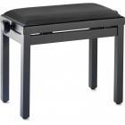 Banquette noire mate pour piano, avec pelote en velours noir lisse