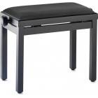 Banquette noire mate pour piano, avec pelote en velours noir lisse