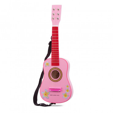 Guitare jouet rose à fleurs