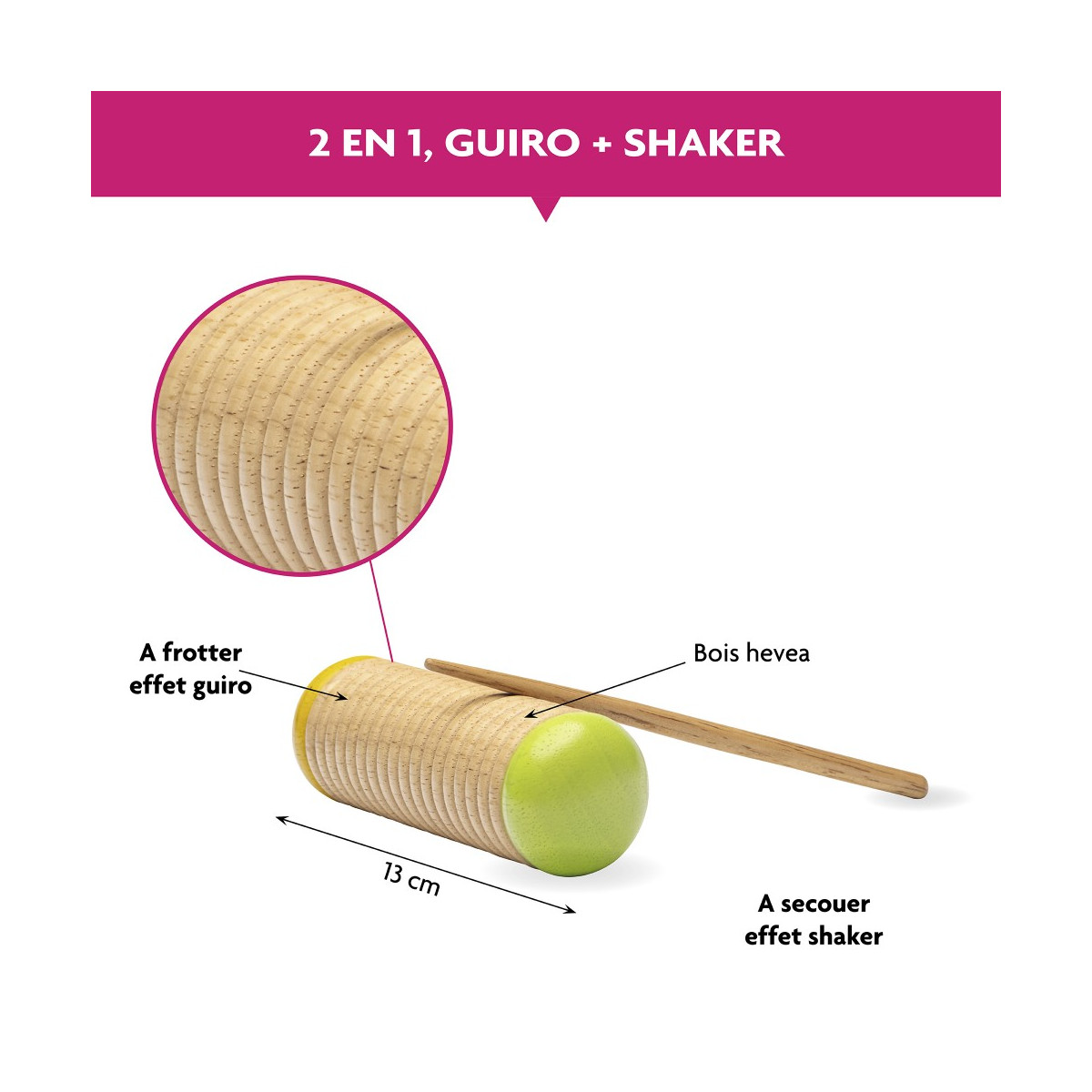 Guiro shaker Instruments et percussions enfants Fuzeau NoïziKidz